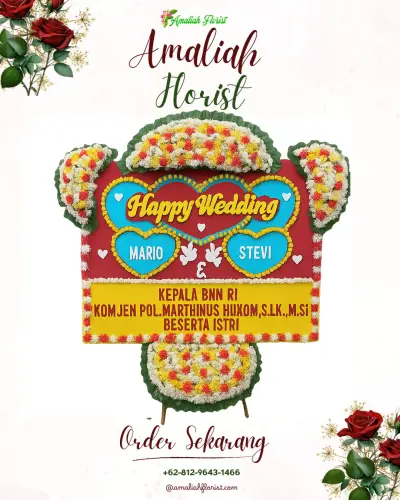 Karangan Papan Bunga Pernikahan di Pertima
